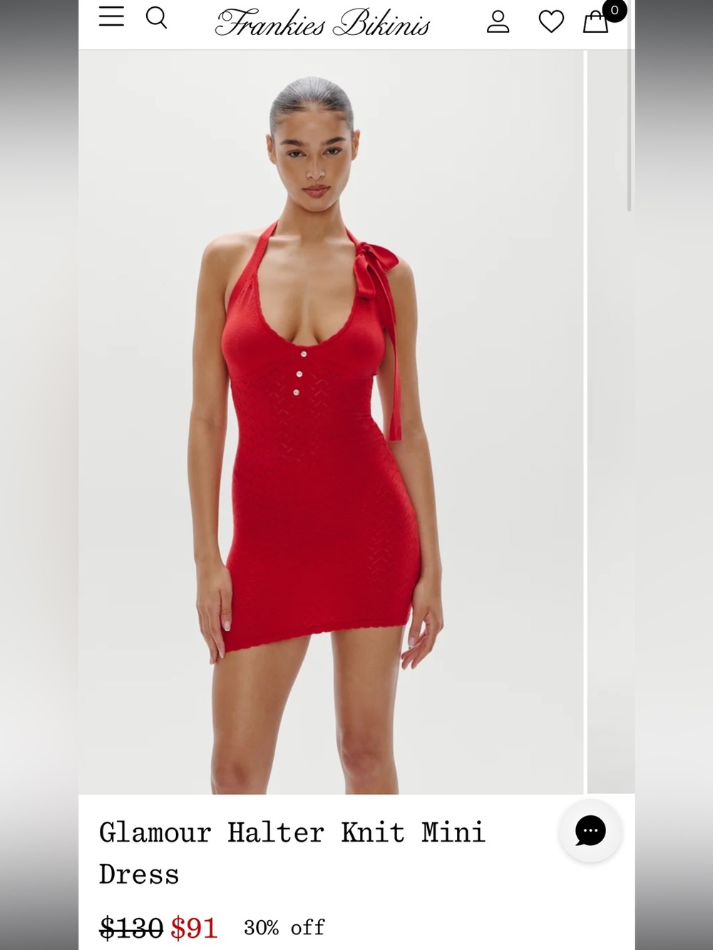 Frankie's Bikinis Red Halter Tie Mini Dress